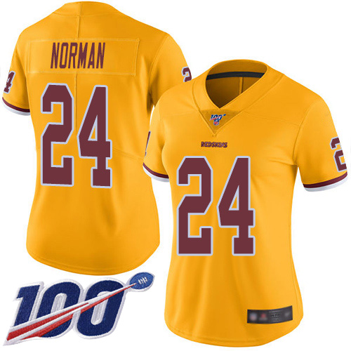 Washington Redskins Limited Gold Women Josh Norman Jersey NFL Football 24 100th Season Rush Vapor